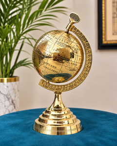 Globe terrestre rotatif en laiton fait main, style antique et vintage, décoration nautique de table pour bureau, salle d'étude, maison, ou comme objet de collection pour les retraités - Product Image 2