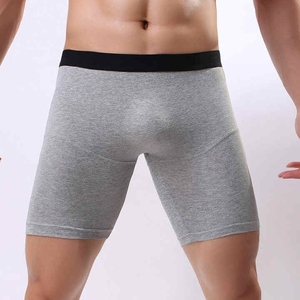 Shorts de compression en coton gris uni pour homme, taille mi-haute, élastiques, respirants, décontractés, tricotés - Product Image 6