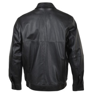 Men's Genuine <b>Leather</b> <b>Jacket</b> Solid Color Turn-down Collar Casual Style Button Closure Autumn Wear - Product Image 4