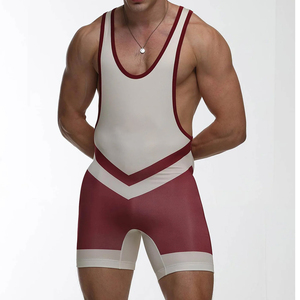 Maillot de lutte pour hommes, col en V, blocs de couleur, sans manches, anti-humidité, ajusté, en Spandex et Polyester, uniforme de compétition sportive personnalisé - Product Image 5