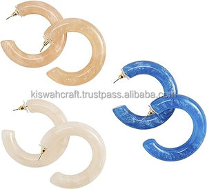 Pendiente de aro ovalado de diseño de tendencia, joyería lisa, pendientes de aros semiabiertos en forma de C, accesorios y de moda - Product Image 2