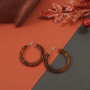 Tortoise <b>Resin</b> <b>Craft</b> Hoop Earrings Vintage Inspired Open Circle Earrings Lightweight Everyday Fashion Jewelry for Women <b>Resin</b> - Product Image 4