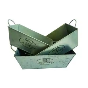 Golden Color Metal Bucket Planter With Handles Durable Outdoor Garden Use For Flower Green Plant <b>Container</b> - Product Image 6