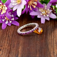 Natürlicher Vintage-Rubin Eternity Stapelring Runder Roter Edelstein Ehering Juli Geburtsstein Stapelbarer Schmuck Geschenk für Sie