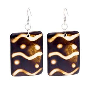 <b>Black</b> Rectangle Acrylic <b>Dangle</b> <b>Earrings</b> Gold Line Drop Ear Jewelry for Women - Product Image 4