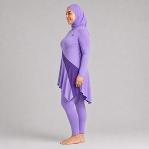 Ensemble Burkini Modeste Couvrant Entièrement la Silhouette pour Femme, Maillot de Bain à Séchage Rapide en Tissu Extensible, Tenue de Plage et Piscine à Manches Longues - Product Image 2