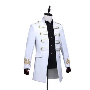 Veste longue rétro blanche personnalisée Costume de la Renaissance Mess Dress Uniform Vestes pour hommes