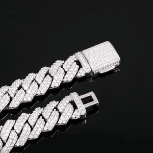 Pulsera de eslabones cubanos de lujo con diamantes cultivados en laboratorio, cadena de eslabones tipo Curb original chapada en oro, cierre de caja micro pavé, joyería para hombre al por mayor - Product Image 2