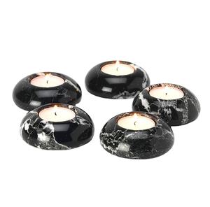 Juego de 5 candelabros de luz de té de cúpula de mármol negro para decoración del hogar Diseño elegante para Navidad al mejor precio - Product Image 1