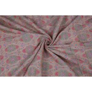 Tissu en soie Dola respirant avec broderie pêche, motif floral géométrique, largeur 44 pouces, TFAB DOLA SILK02 079 - Product Image 4