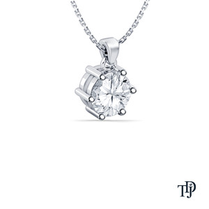 Colgante de platino con seis puntas y un solo engaste, diamante solitario de laboratorio con corte cojín, fabricantes de joyería, venta al por mayor y al por menor OEM - Product Image 1