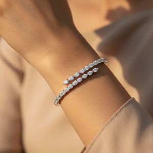 5.20CTW Pear Emerald Oval Lab Diamond <b>Bangle</b> Gold Multi Shape Brilliant Cut Prong <b>Set</b> VVS2 EF Color Cuff Bracelet Jewelry - Product Image 2