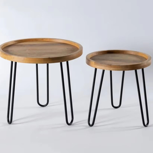 ชุดโต๊ะกาแฟทำจากไม้ทรงกลมโต๊ะข้างทำจากโลหะสำหรับห้องนั่งเล่นและห้องนอนเฟอร์นิเจอร์ภายในบ้าน - Product Image 1