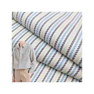 New Arrival ODM Steve James 100% Cotton Poplin Yarn Dyed Dress <b>Shirts</b> Striped Smart Casual Stand Collar <b>Half</b> Sleeve Horn <b>Button</b> - Product Image 1