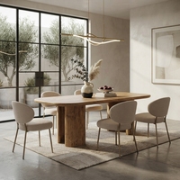 Table de salle à manger extérieure moderne et portable en bois de teck rustique et durable, mobilier de patio solide pour l'extérieur, idéale pour appartement et parc
