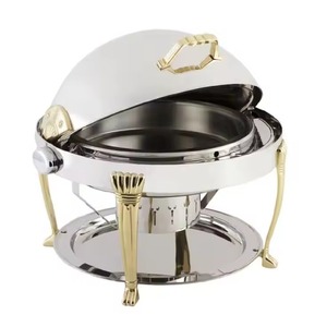 Olla de acero inoxidable de gran venta con plato y quemador de alcohol, pequeñas ollas calentadoras para eventos de hotel y bodas - Product Image 6