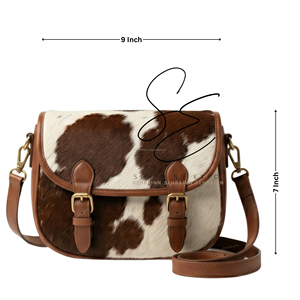 Bolso de mano de cuero genuino marrón estilo western con pelo, bandolera de piel de vaca hecha a mano, bolso bohemio de vaquera, bolso tipo silla de montar para mujer - Product Image 3