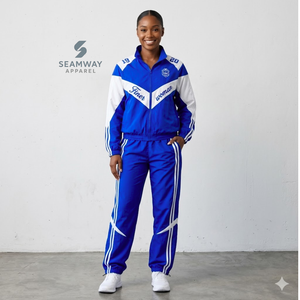 Zeta Phi Beta Nylon Windbreaker Set Embroidered <b>Zip</b> <b>Up</b> Track Jacket Jogger Pants ZPB Blue And <b>White</b> Women's Sports Tracksuit - Product Image 5