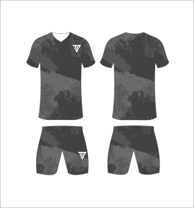 Ensemble de maillots de football personnalisés sublimés noir et gris, col en V, manches courtes, évacuation de l'humidité, adulte, toutes saisons - Product Image 1