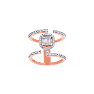 Anillo de Diamantes en Oro Rosa de 14K, Anillo del Valor Eterno de Diamantes al Amanecer y Corona de Bronce, Anillo del Escudo Real de Diamantes al Fuego y Oro - Product Image 3