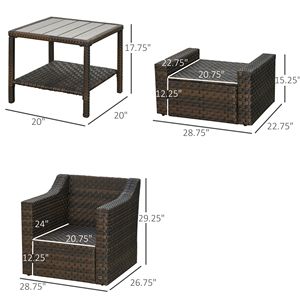 Set di Mobili da Esterno in Rattan PE a 5 Pezzi, Beige, con 2 Poltrone, 2 Pouf e Tavolino da Caffè per Conversazione - Product Image 3