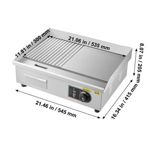 Piastra Elettrica Commerciale in Acciaio Inox 21.06 X 11.81 Pollici 1750W 122-570 Fahrenheit con Controllo Temperatura Regolabile a Gas - Product Image 5