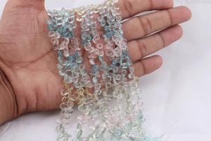 Perles naturelles en forme de poire à facettes multi-aigue-marine 5*8mm 8 pouces coupe latérale en pierre naturelle - Product Image 4