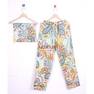 ชุดนอนผ้าฝ้ายสำหรับผู้หญิง ชุดนอนกระดุมติด ผ้าเนื้อนุ่ม ระบายอากาศได้ดี ชุดนอนแขนยาว ชุดลำลองสำหรับฤดูร้อนและฤดูใบไม้ร่วง ทำด้วยมือ - Product Image 2