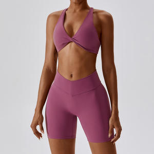 Ensemble Legging et Haut de Yoga Extensible Personnalisé, Taille en V, Effet Ventre Plat, Vente Directe Usine - Product Image 4