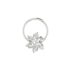 SOLITAIREKART Bijou de piercing pour le nez en or 14 carats avec motif floral en forme d'éventail et diamant naturel de 0,06 ct - Product Image 3