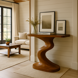 โต๊ะคอนโซลห้องนั่งเล่นสไตล์โมเดิร์นทำมือ เฟอร์นิเจอร์ระดับไฮเอนด์ ขาไม้จริง สำหรับทางเข้าบ้าน - Product Image 3