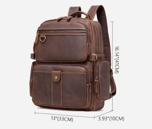 Premium Vintage Leather Laptop <b>Backpack</b> <b>Waterproof</b> Anti-Theft Rucksack for Men Outdoor Travel LBP-0309 - Product Image 4