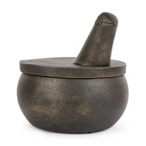 Black Aluminum Natural Stone Mortar and Pestle Manual <b>Herb</b> & Spice <b>Grinder</b> with Cover Durable Stain Resistant <b>for</b> Kitchen Use - Product Image 3
