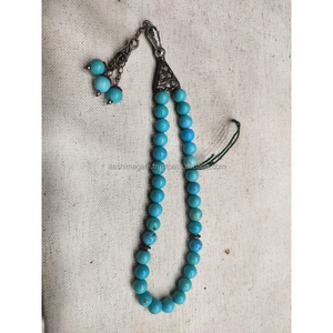 Tasbih en turquoise Firoza Cham de 10 mm, 33 perles, pour la pleine conscience spirituelle, la paix et la tranquillité - Product Image 1