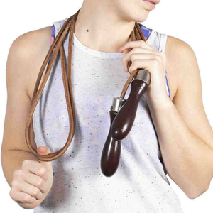 Corde à sauter à vitesse réglable pour femmes, entraînement de fitness à domicile, exercice de gym, poignée en bois, contrôle électronique de la vitesse, matériau en cuir - Product Image 5