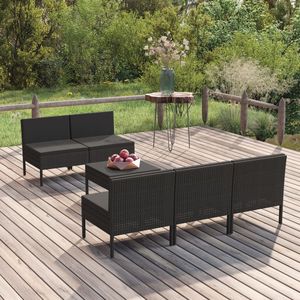 Set Lounge da Giardino in Rattan Nero per 6 Persone, Resistente alle Intemperie, Arredamento da Esterno dal Design Contemporaneo - Product Image 1