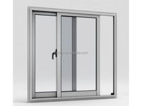 Ventana Corredera Horizontal Moderna de Doble Acristalamiento de Aleación de Aluminio Insonorizada con Malla de Acero Inoxidable para Casas y Villas