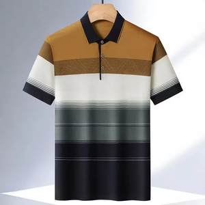 Camiseta Polo de Algodón Personalizada de Alta Calidad para Hombre, Manga Corta, Transpirable, a Rayas, para Verano, Informal, de Negocios, 100% Algodón Canvas - Product Image 2