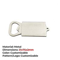 Porte-clés mousqueton vierge personnalisable avec décapsuleur et ouvre-bouteille carré en métal plat, gravable, cadeau promotionnel