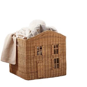 ตะกร้าหวายทรงบ้าน ดีไซน์หรูหรา สำหรับเก็บของเล่นเด็ก ตกแต่งห้องเด็ก ห้องนอน ชั้นวางของ และใช้ในชีวิตประจำวัน - Product Image 1