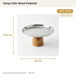Handmade 22 cm SS304 Mirror Steel Cake Stand Food Safe Wood Pedestal for Cafe Home Decor Hotel & Wedding Table <b>Molded</b> Cake Tools - Product Image 4