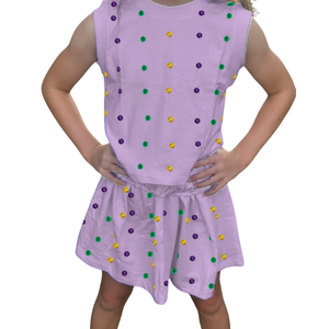 Listo para Enviar: Conjunto de Ropa de Verano para Niñas de 2 Piezas, Transpirable, de Algodón, con Parches Bordados de Lentejuelas, sin Mangas - Product Image 5