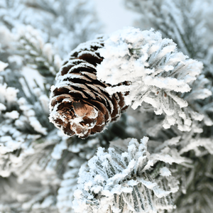 4.5ft Artificial Flocking Basen Tree 720 PE/PVC Mixed <b>Branch</b> Tips 19 Pine Cones 150L Warm White <b>Light</b> Christmas Decorations - Product Image 3