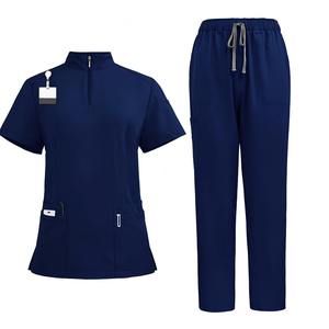 Medical Nurse Scrubs Uniform Women Scrub Shirt Pants Sets with Pockets and V-neck Hospital Use - Product Image 4
