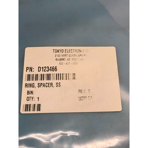 TOKYO ELECTRON TEL D123466 <b>SPACER</b>, RING, SS, 187261 - Trusted Global Legacy Semiconductor Equipment and Parts at - Product Image 1
