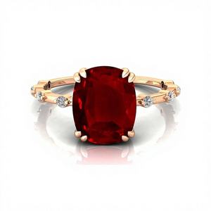 14K สีเหลืองทึบทองสีแดงโกเมนแหวนพลอยพลอยพลอยเทียมสำหรับผู้หญิงแหวนแต่งงานดีไซน์ใหม่ประดับเพชรธรรมชาติ - Product Image 1