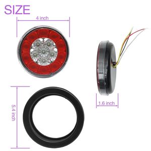 4 Pezzi Luci Posteriori Rotonde a LED da 4 Pollici con Anello in Gomma, 16 LED, 12V, Luce di Stop e Indicatore Bicolore per Rimorchi e Camion - Product Image 2