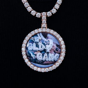 Collier pendentif photo personnalisé en laiton plaqué or avec zircon incrusté, breloque cercle, pour hommes et femmes - Product Image 5