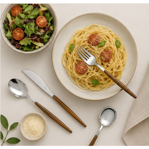 Wholesale Classic Wood Handle Cutlery Set Stainless Steel <b>Flatware</b> for Luxury Restaurants & Home Dining Silverware Set - Product Image 4