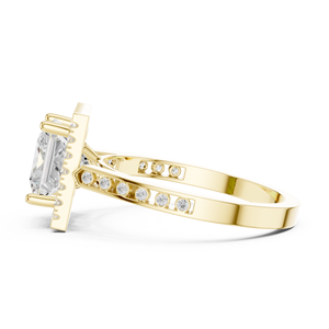 Bague de fiançailles, de mariage et d'anniversaire Aries Jewel Classic en or massif 14 carats avec halo de diamants, certifiée IGI, 2 carats, E VS1, diamant de laboratoire taille princesse - Product Image 4